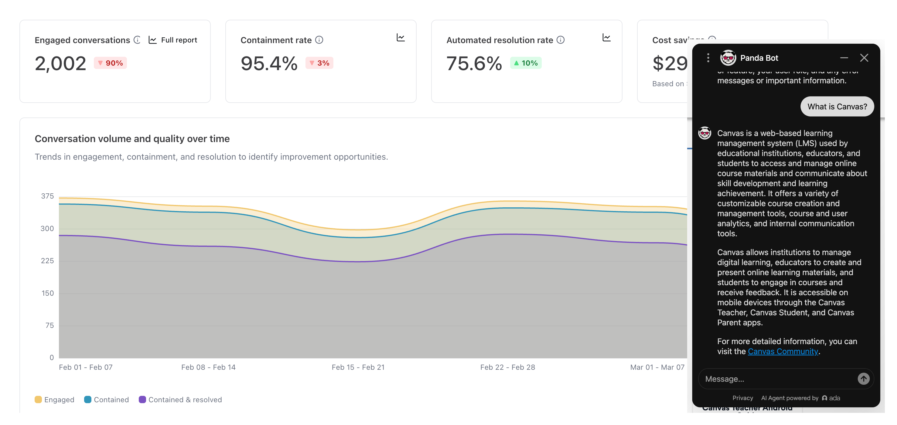 Screenshot of AI Support Deflection Chatbot
