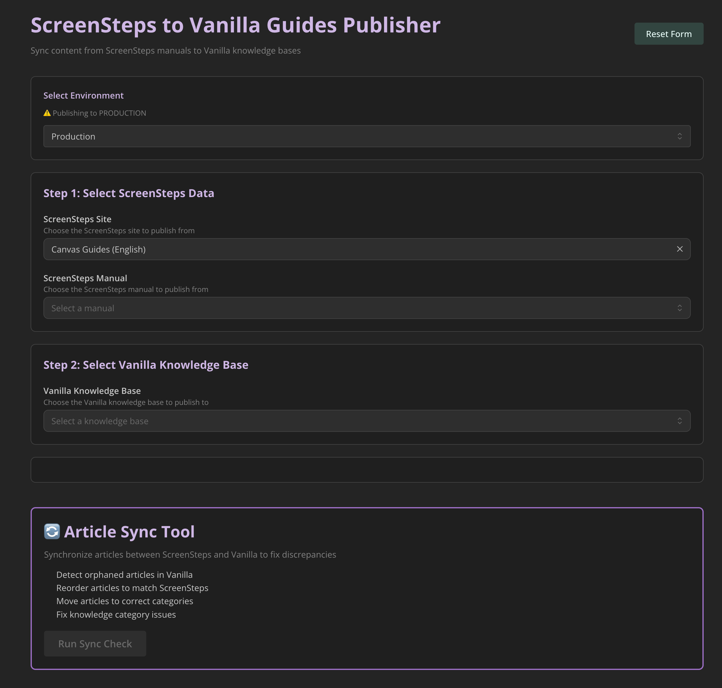 Screenshot of Community Documentation Publisher